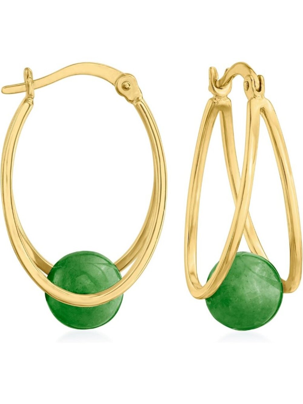 Elegant Gemstone Double Hoop Earrings in 18kt Gold Over Sterling Silver